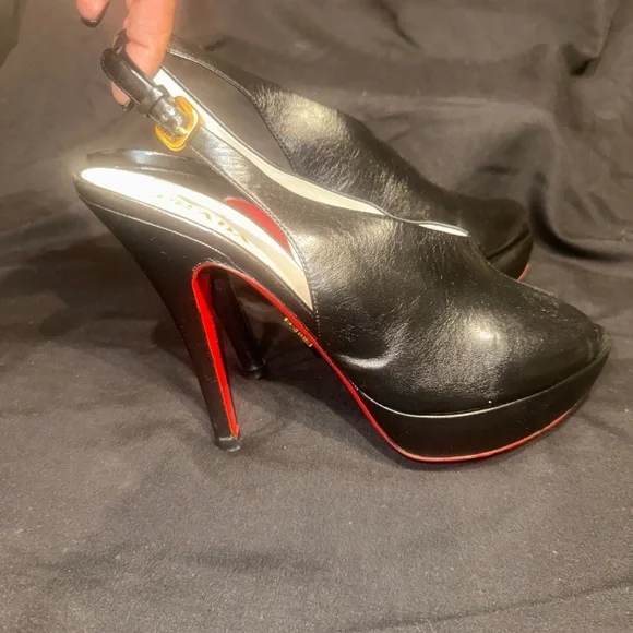 Prada Black and Red Slingback Heels - Picture 7 of 9